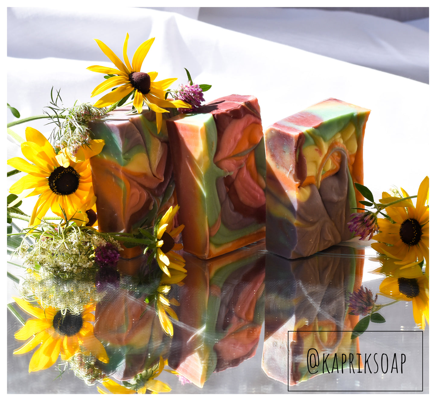 three bars of Paris cold process soap with flowers